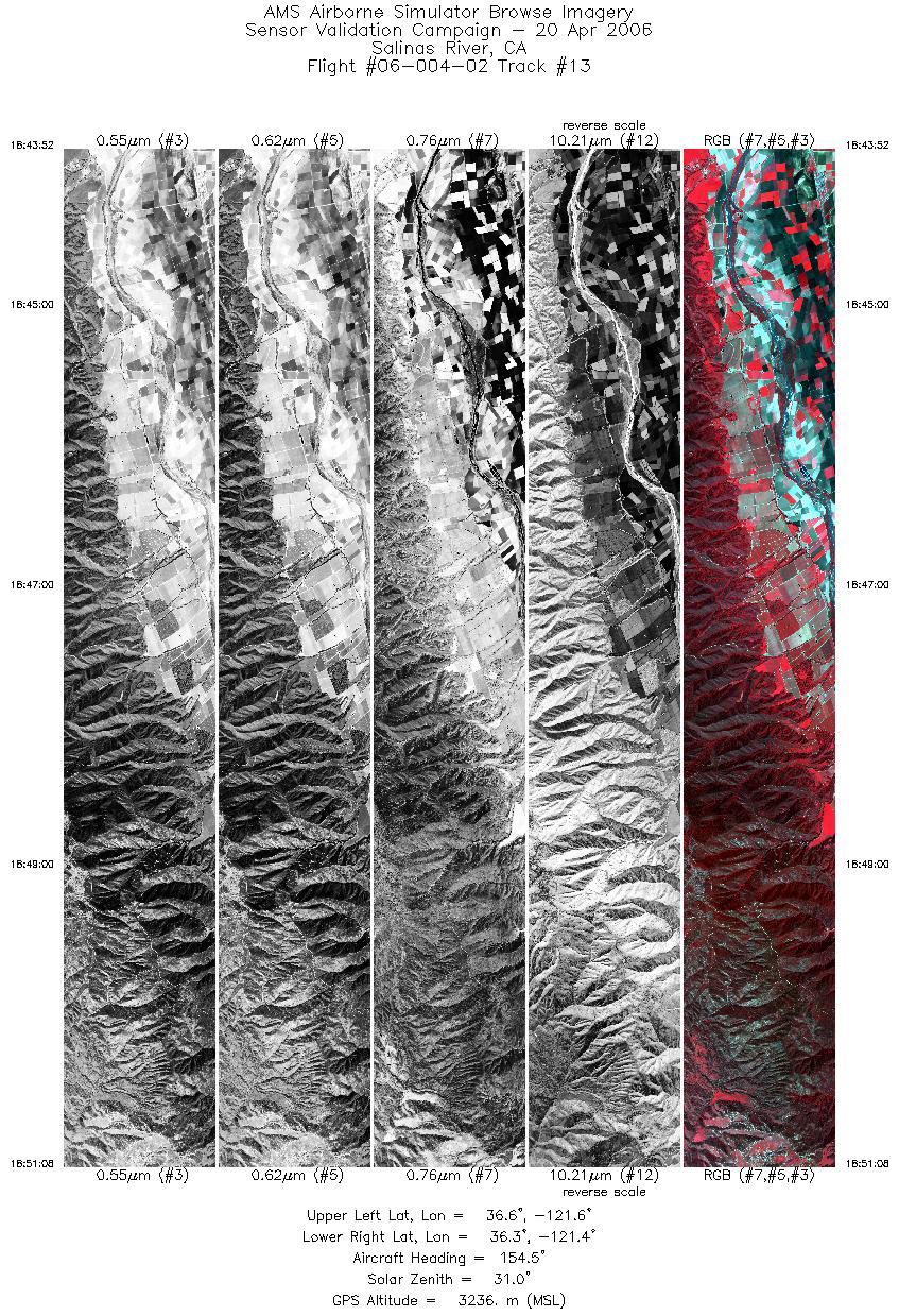 Image of selected bands from flight line 13