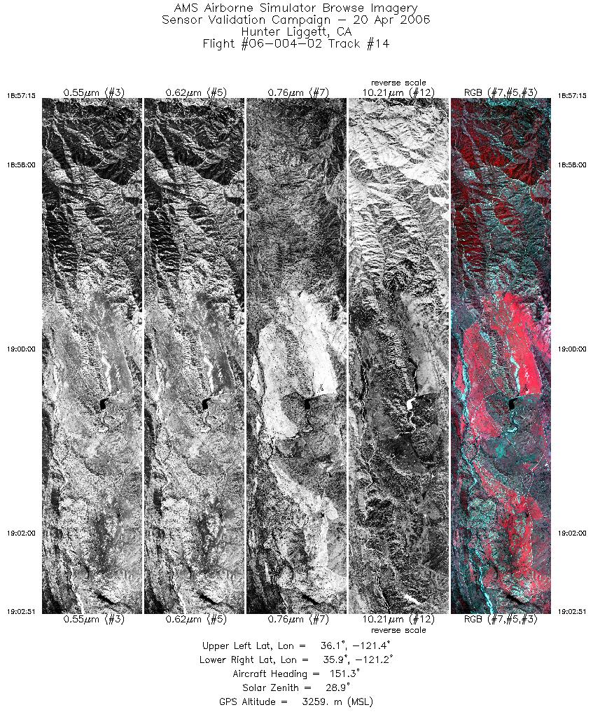 Image of selected bands from flight line 14