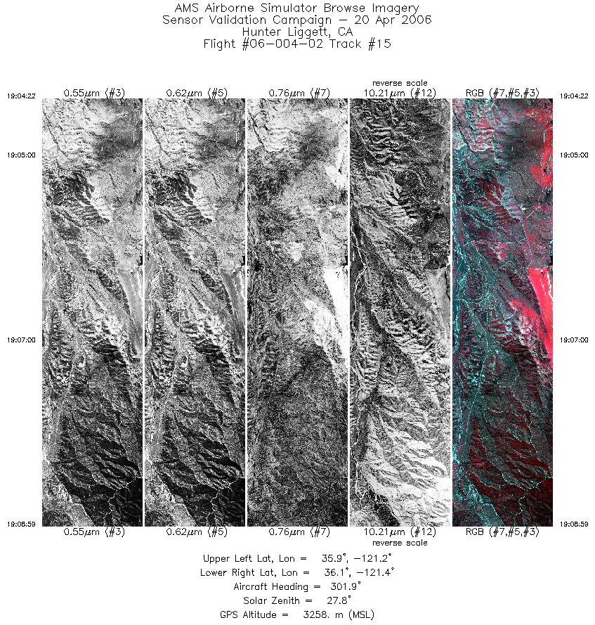 Image of selected bands from flight line 15