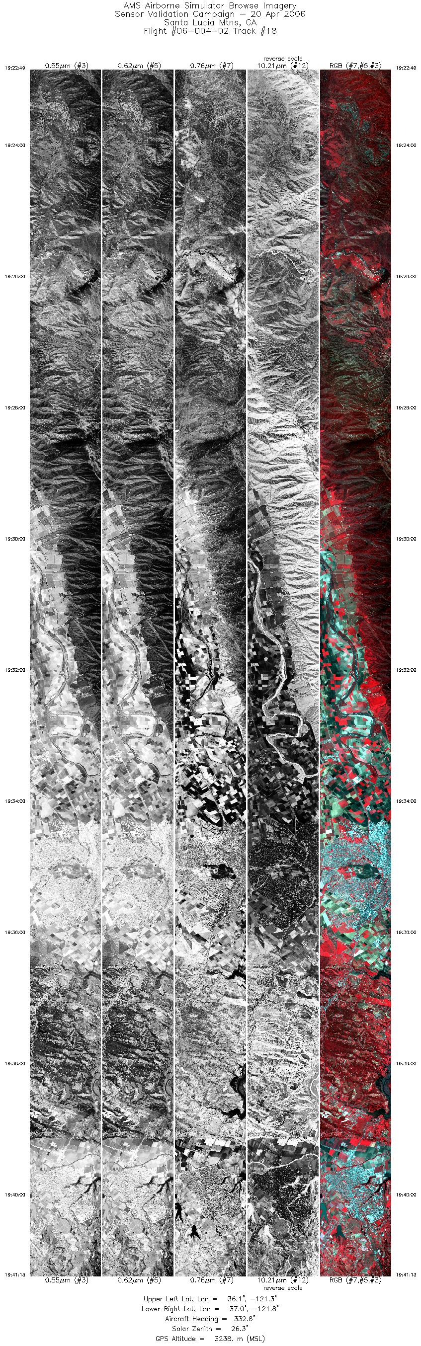 Image of selected bands from flight line 18