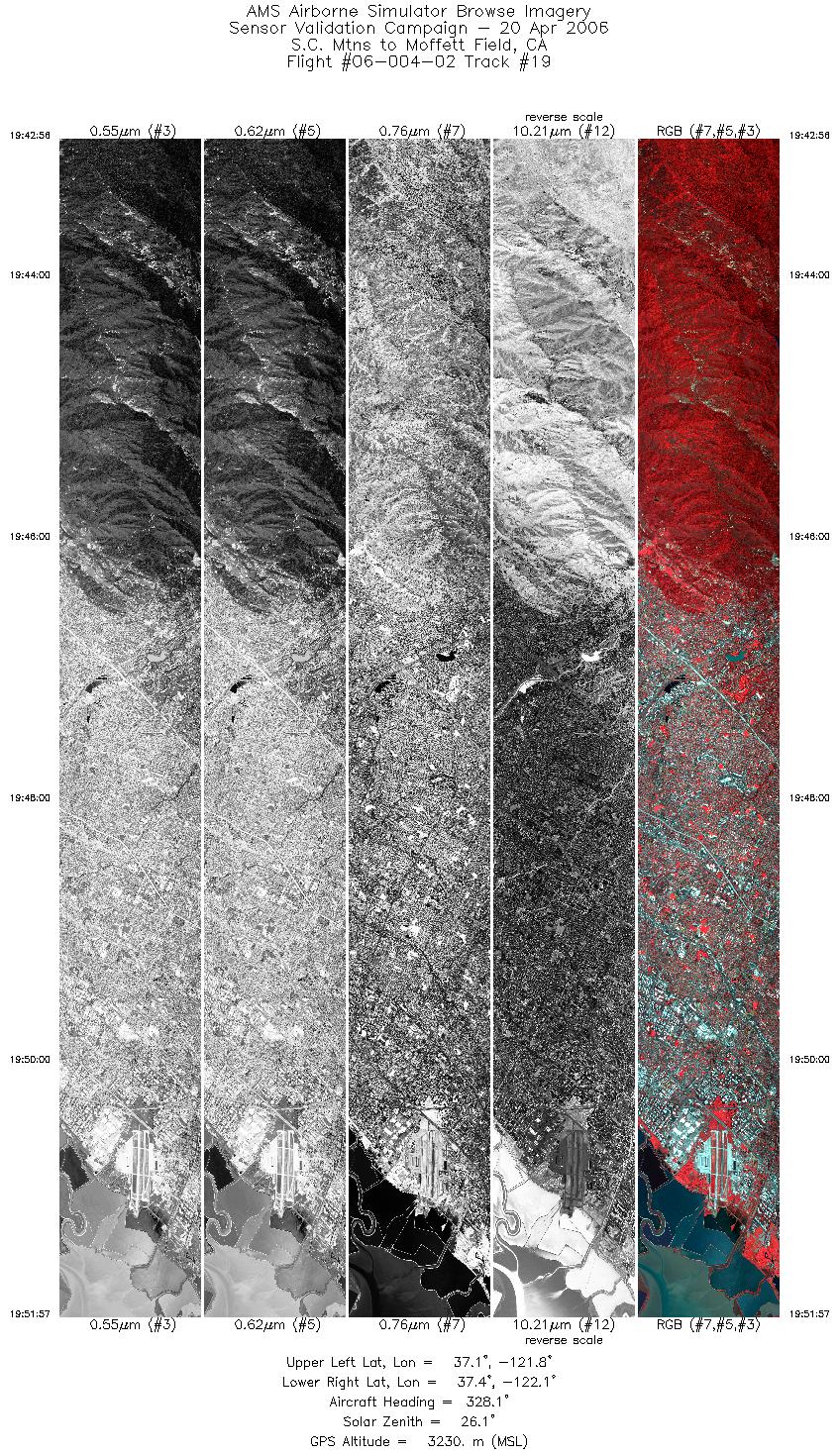 Image of selected bands from flight line 19