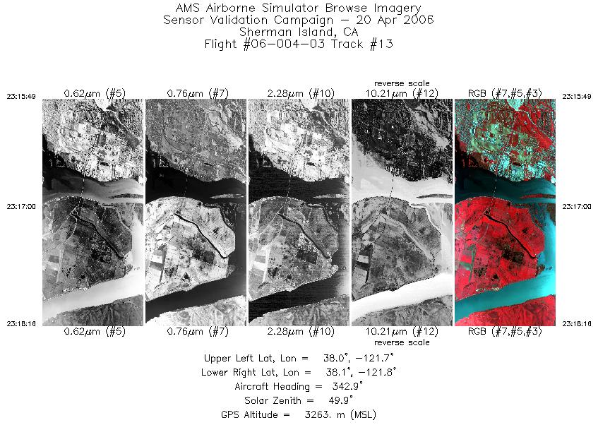 Image of selected bands from flight line 13