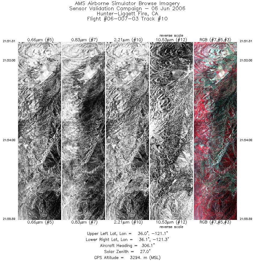 Image of selected bands from flight line 10