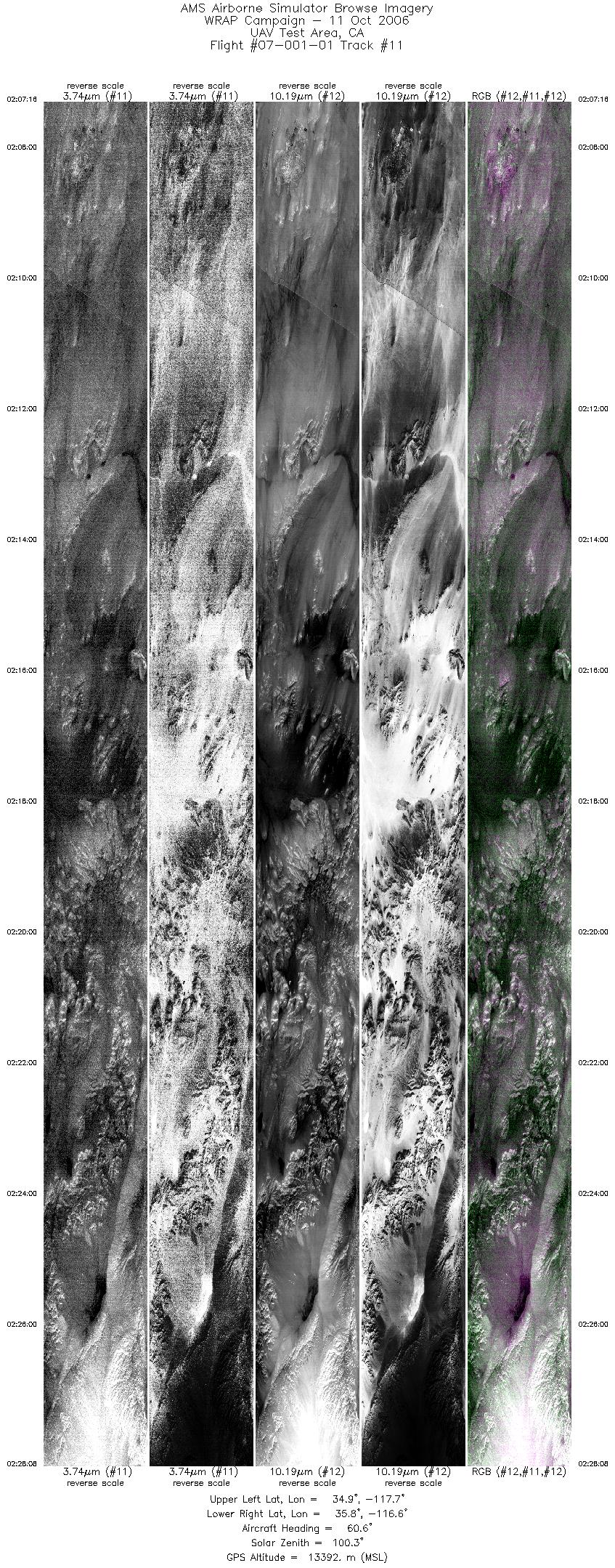 Image of selected bands from flight line 11