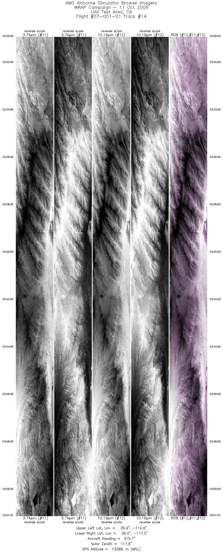 Image of selected bands from flight line 14