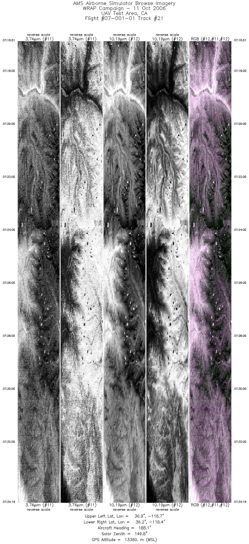 Image of selected bands from flight line 21