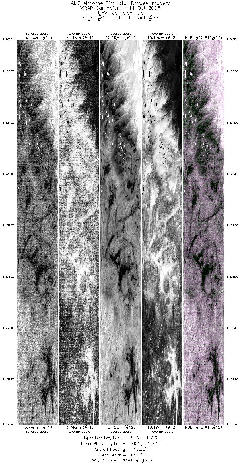 Image of selected bands from flight line 28