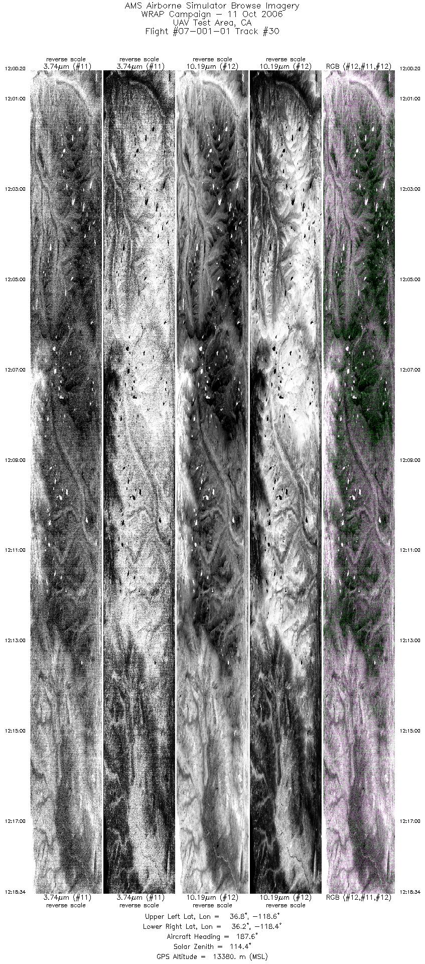 Image of selected bands from flight line 30