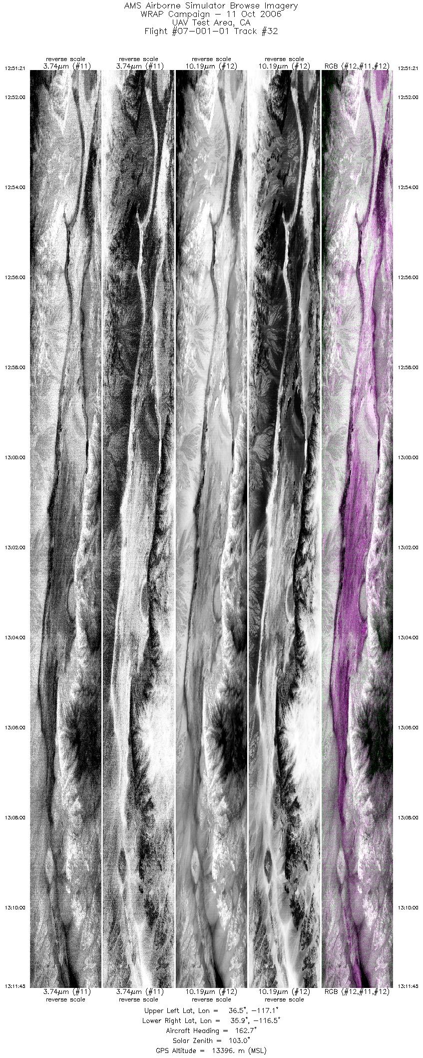 Image of selected bands from flight line 32