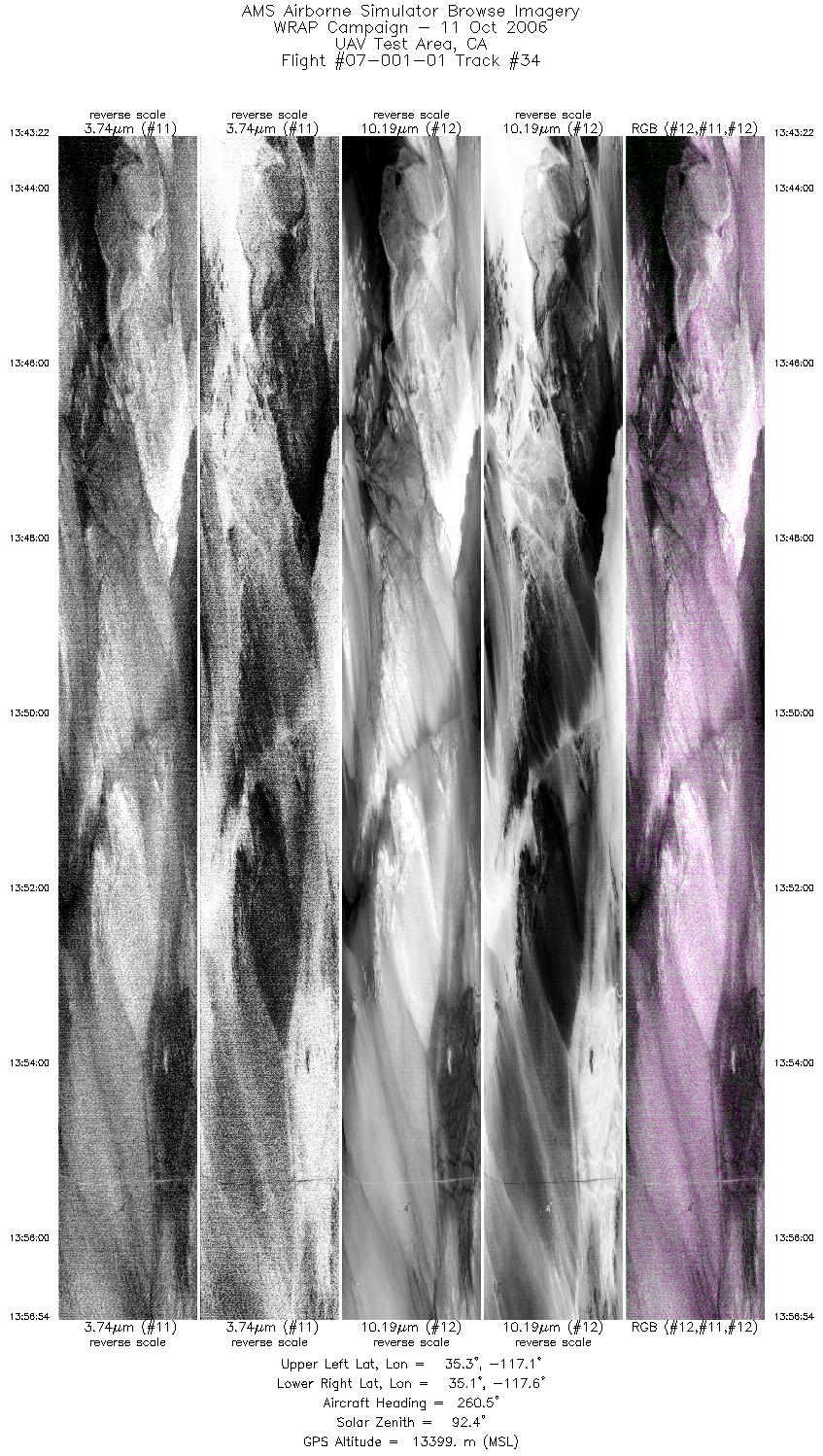 Image of selected bands from flight line 34