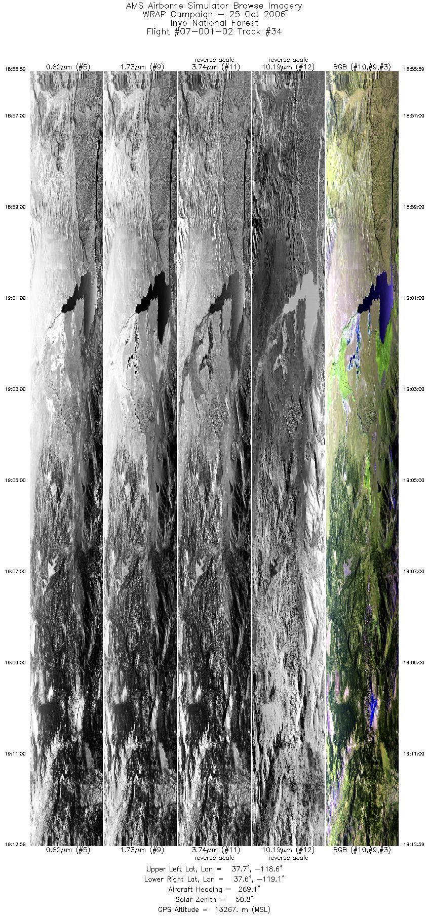 Image of selected bands from flight line 34