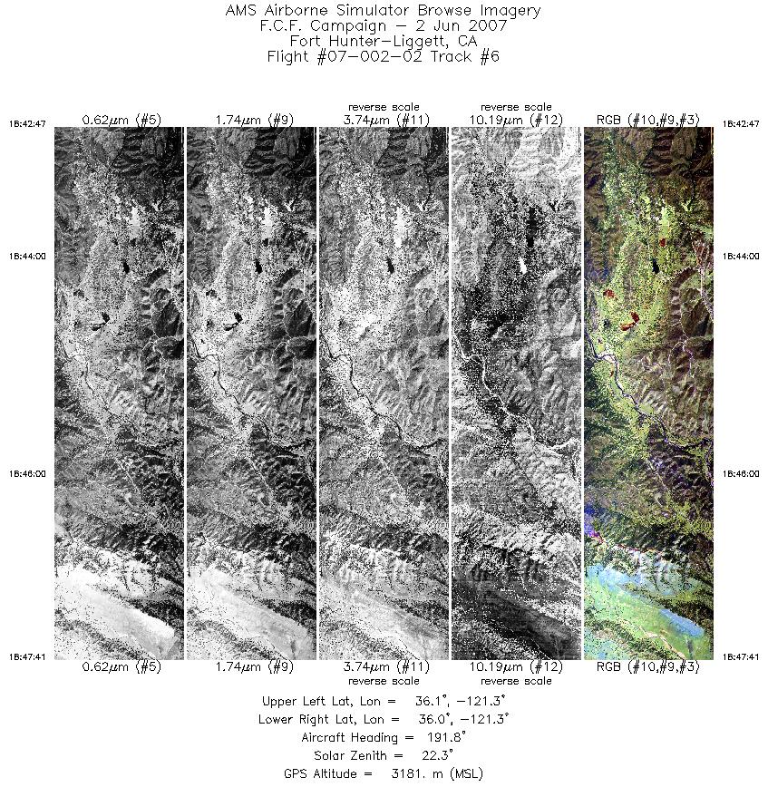 Image of selected bands from flight line 06