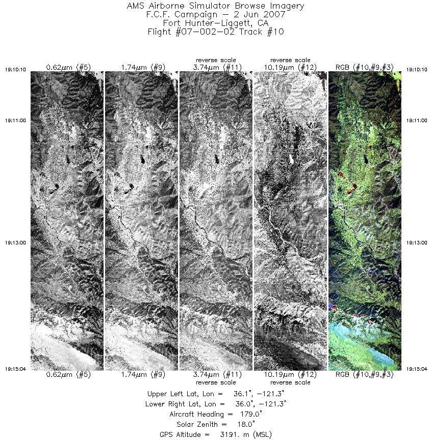 Image of selected bands from flight line 10