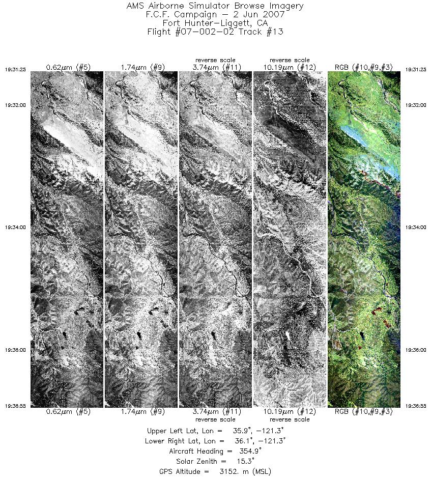 Image of selected bands from flight line 13