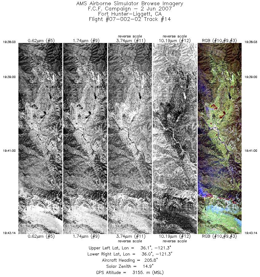 Image of selected bands from flight line 14