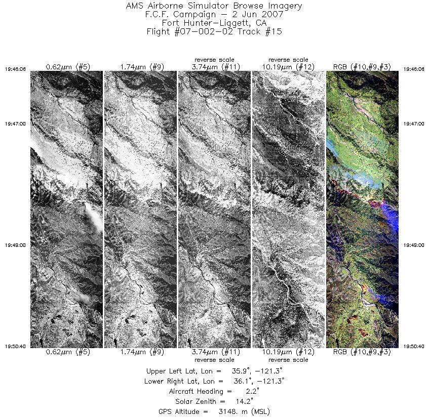 Image of selected bands from flight line 15