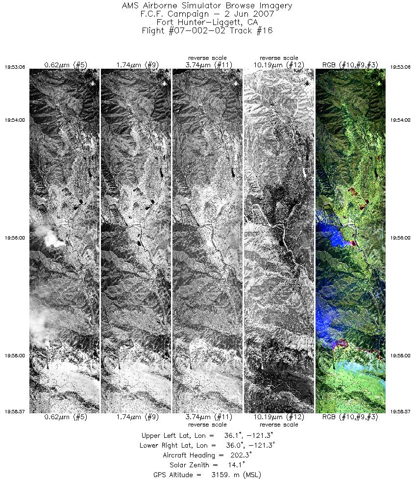 Image of selected bands from flight line 16