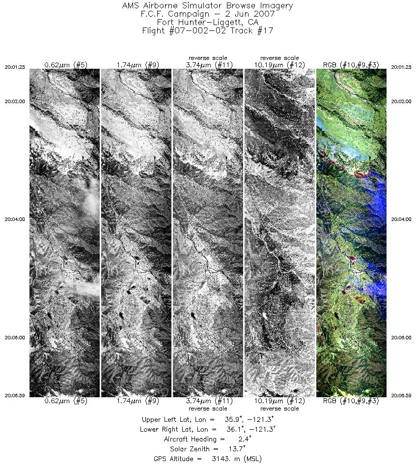 Image of selected bands from flight line 17