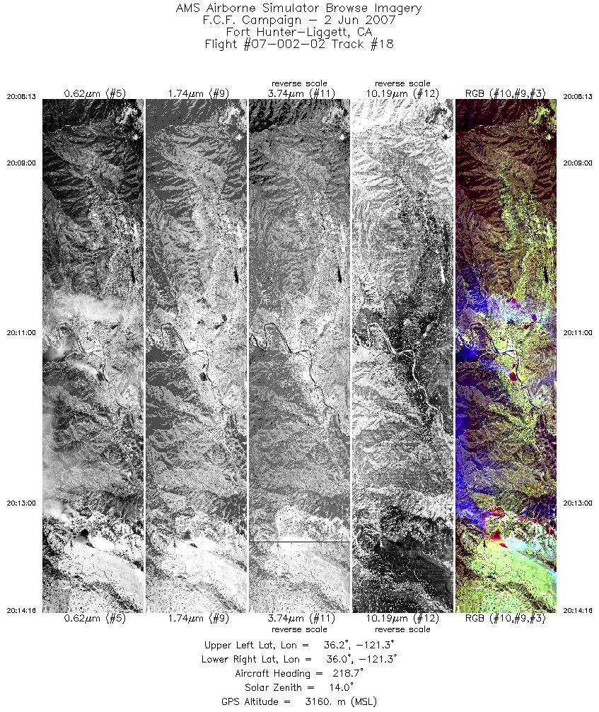 Image of selected bands from flight line 18