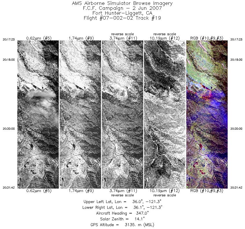 Image of selected bands from flight line 19