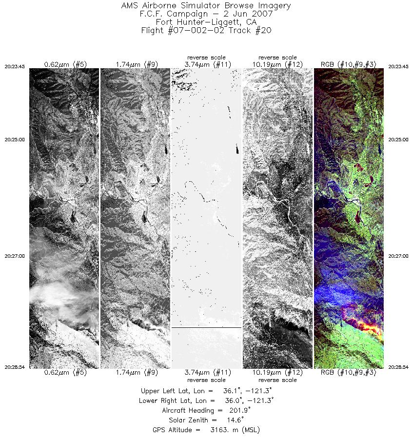 Image of selected bands from flight line 20