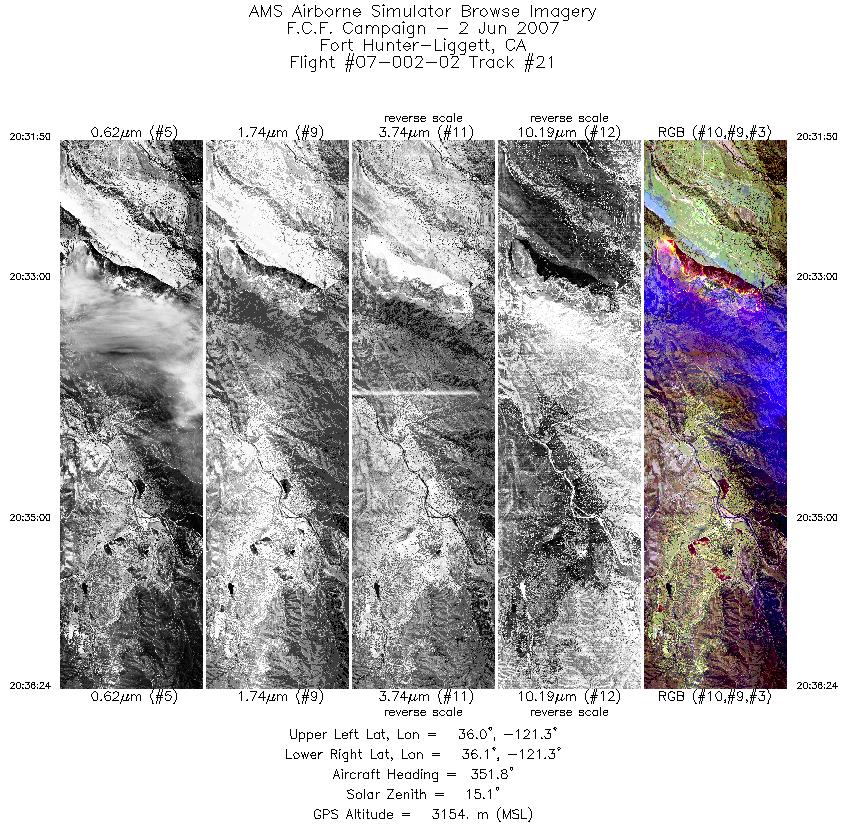 Image of selected bands from flight line 21