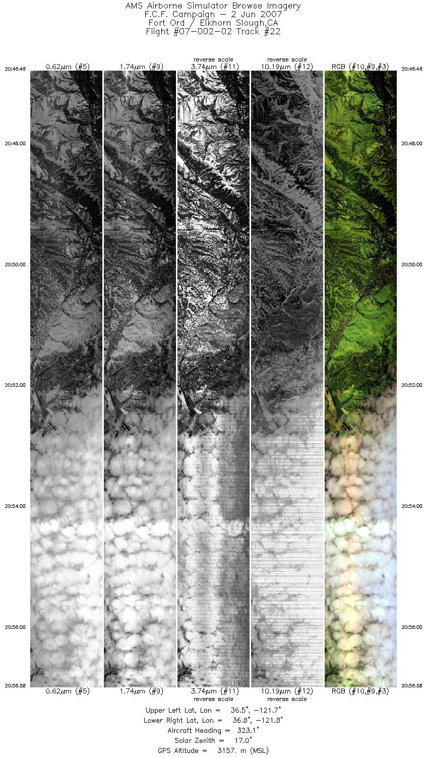 Image of selected bands from flight line 22