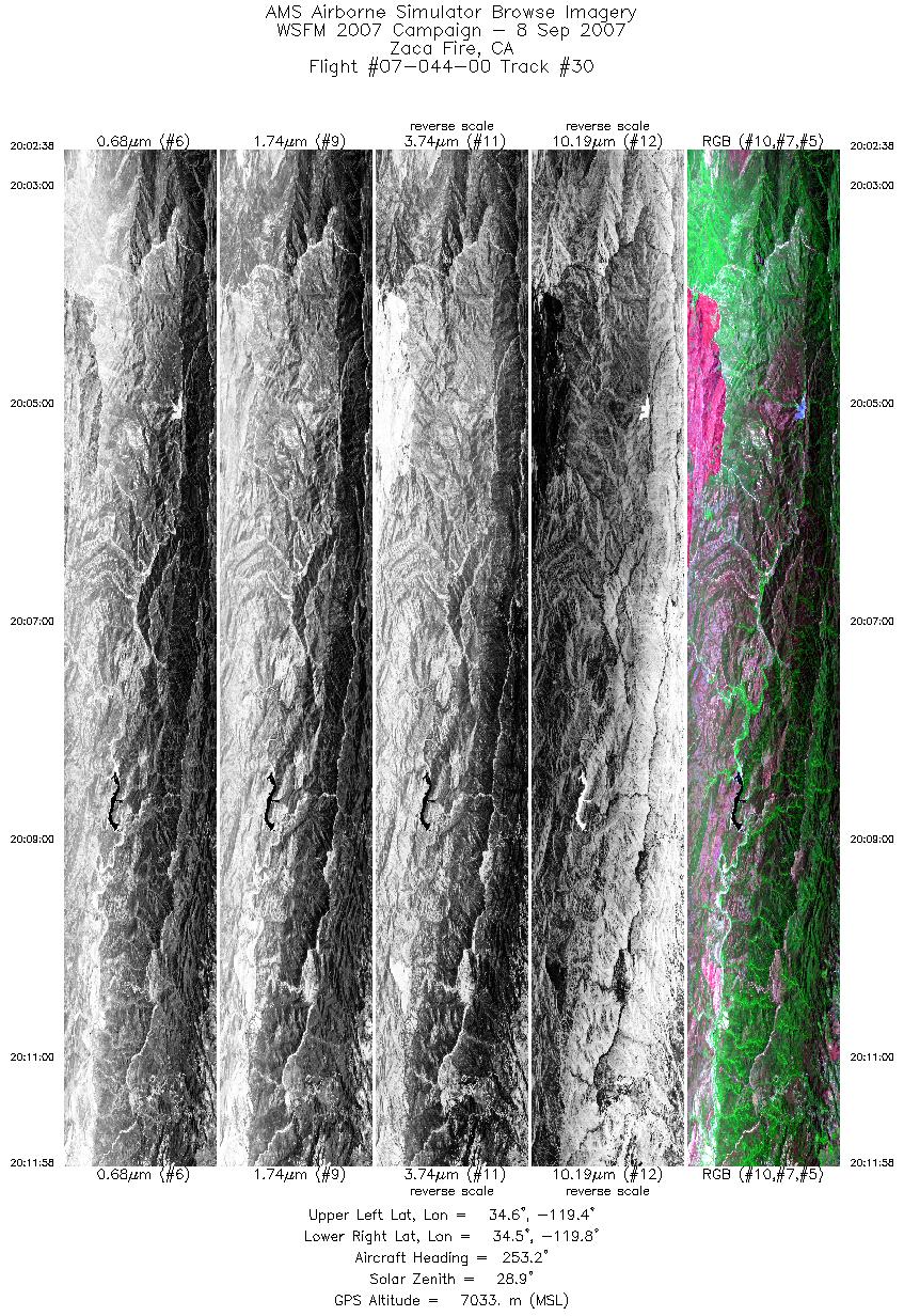 Image of selected bands from flight line 30