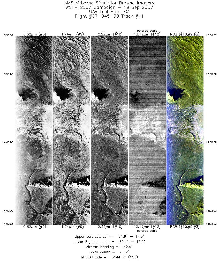 Image of selected bands from flight line 11