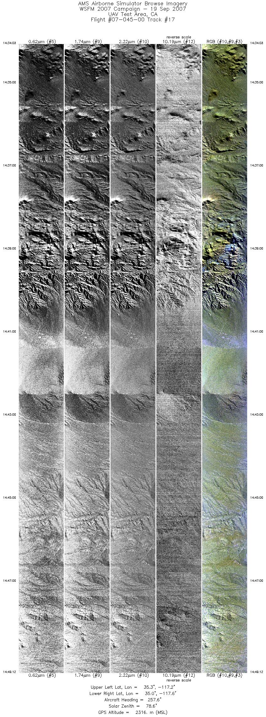 Image of selected bands from flight line 17