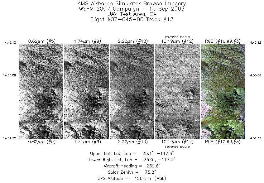 Image of selected bands from flight line 18