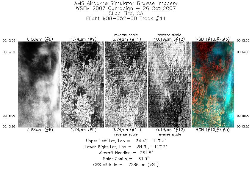 Image of selected bands from flight line 44