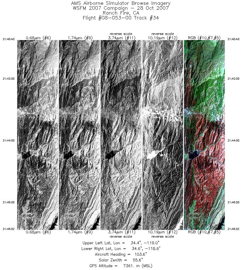 Image of selected bands from flight line 34