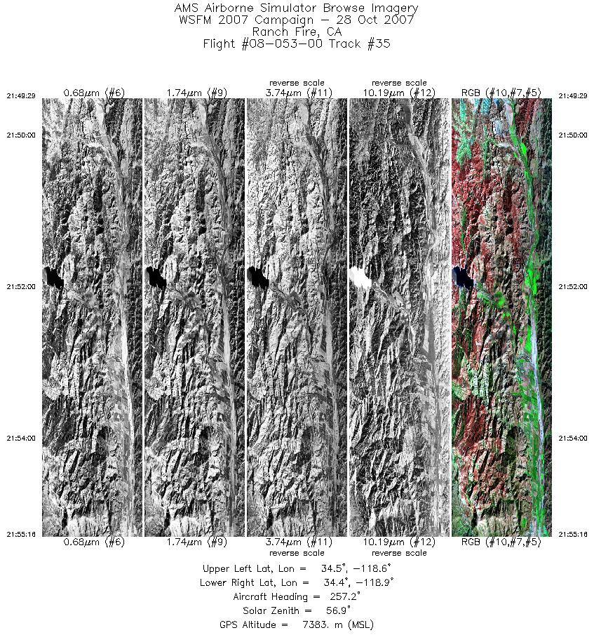 Image of selected bands from flight line 35