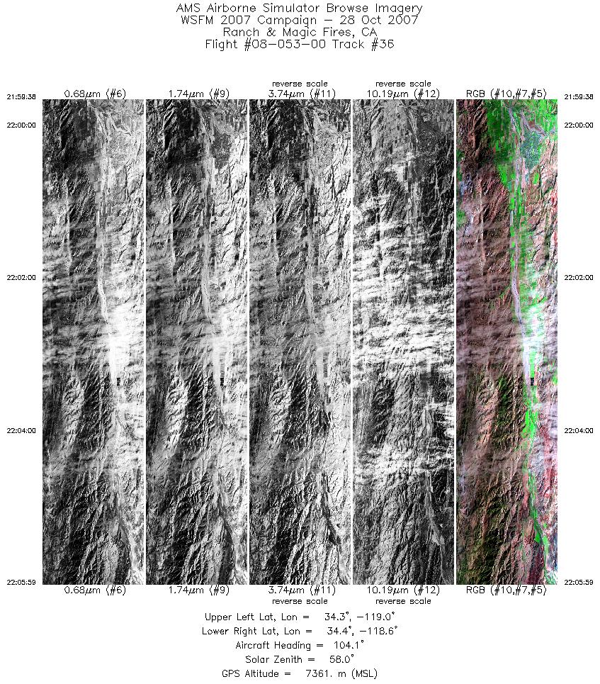 Image of selected bands from flight line 36