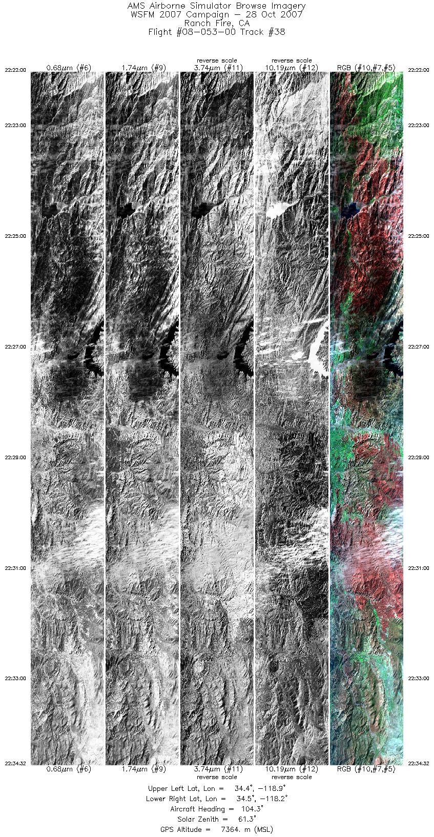 Image of selected bands from flight line 38