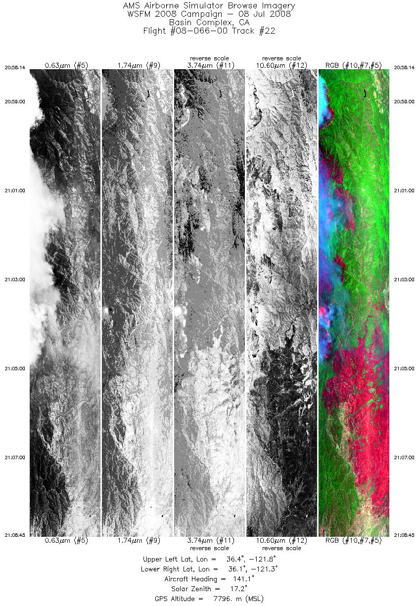 Image of selected bands from flight line 22