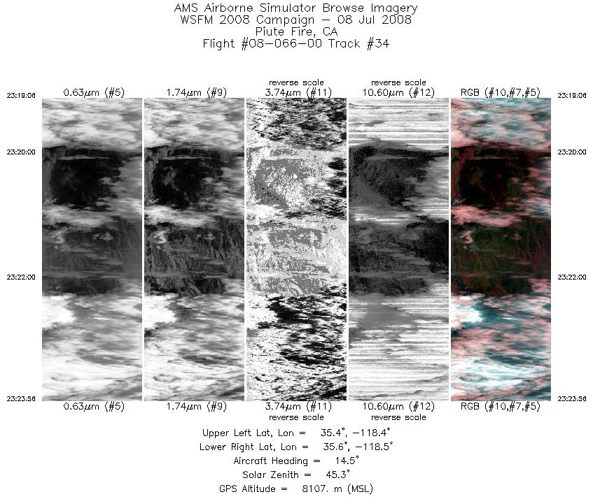 Image of selected bands from flight line 34