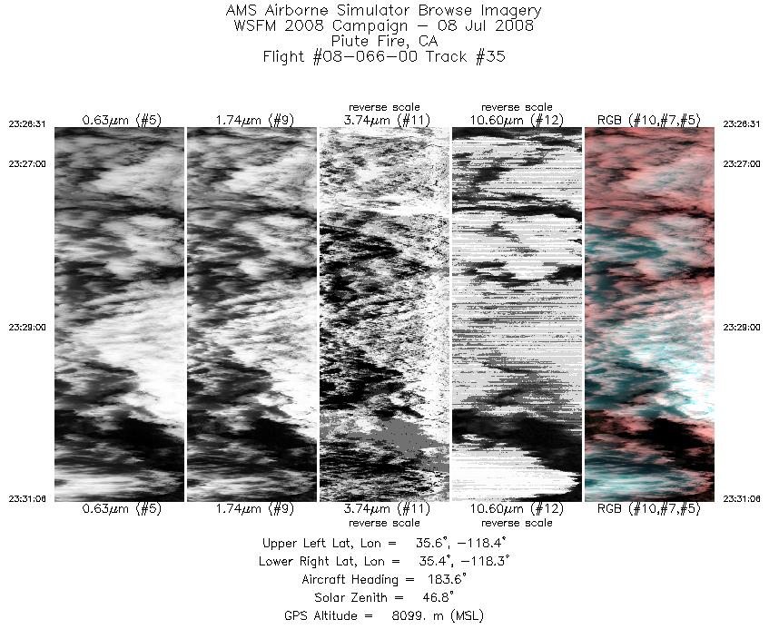 Image of selected bands from flight line 35