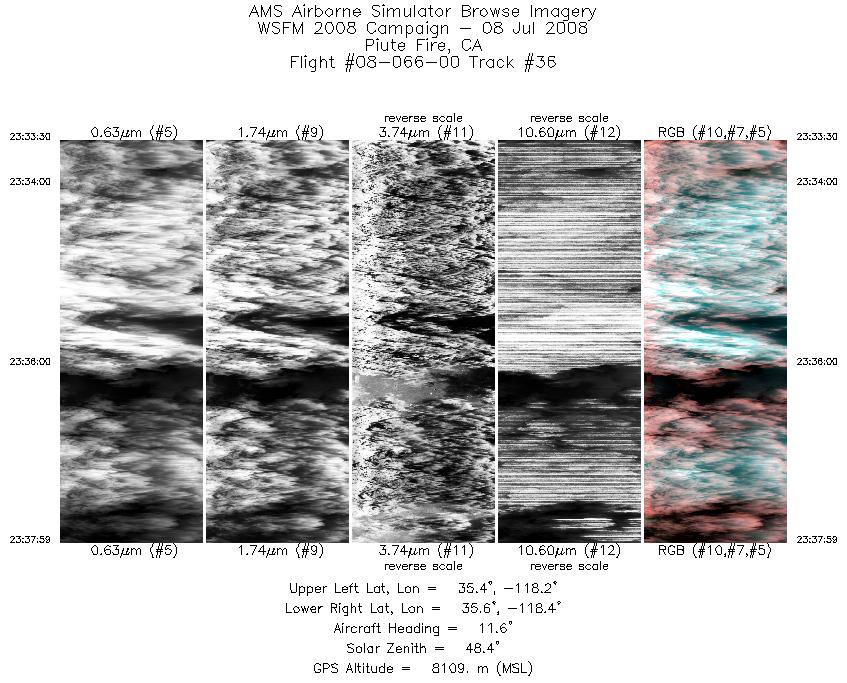 Image of selected bands from flight line 36