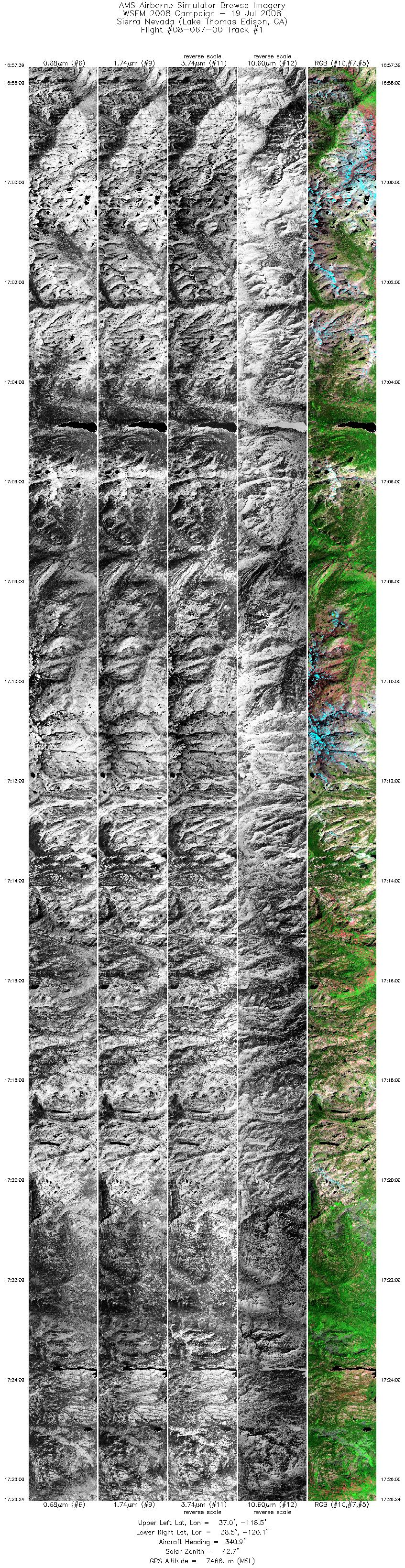 Image of selected bands from flight line 01