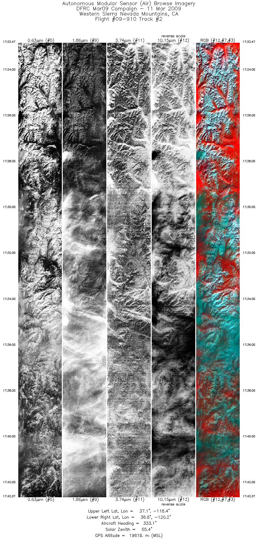 Image of selected bands from flight line 02