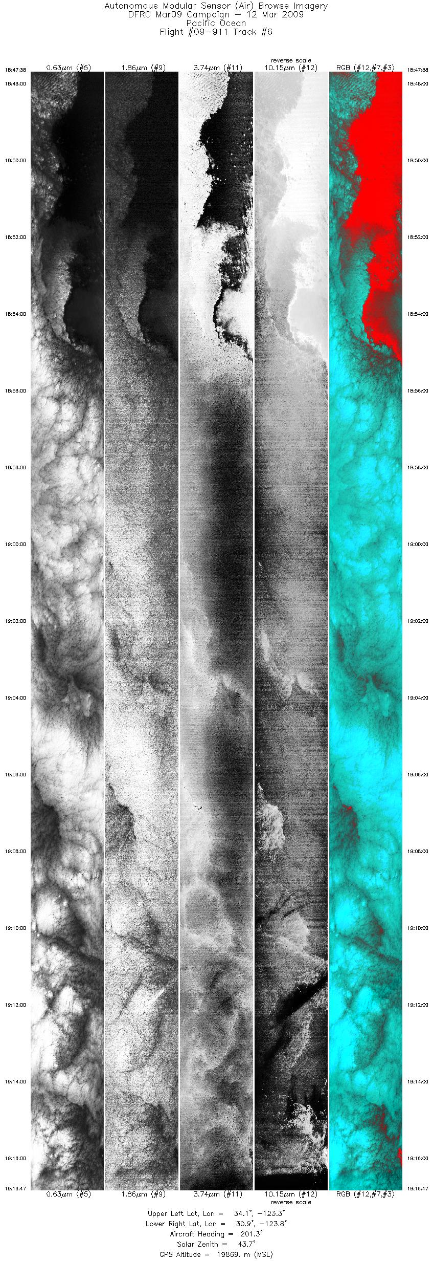 Image of selected bands from flight line 06