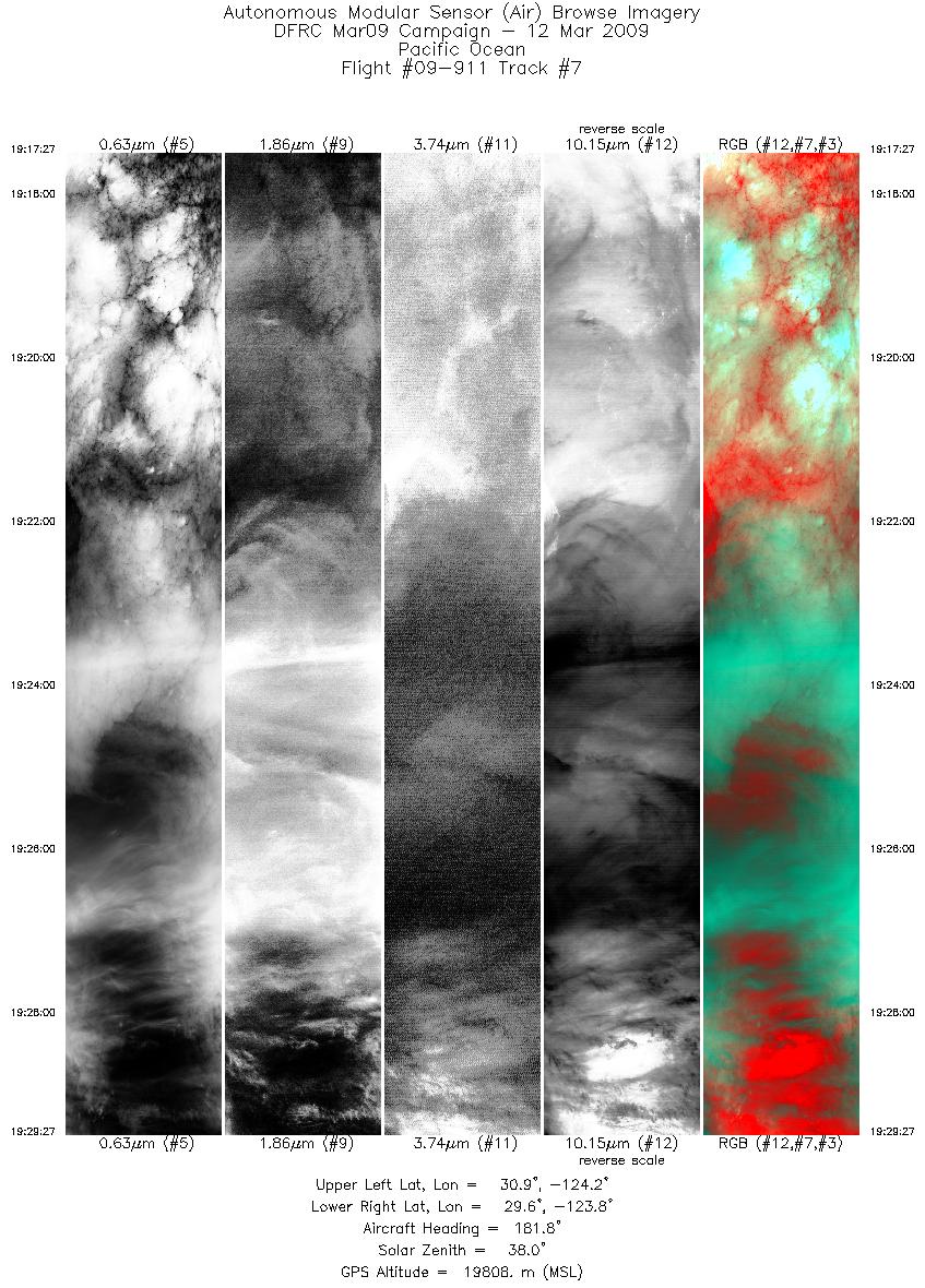 Image of selected bands from flight line 07