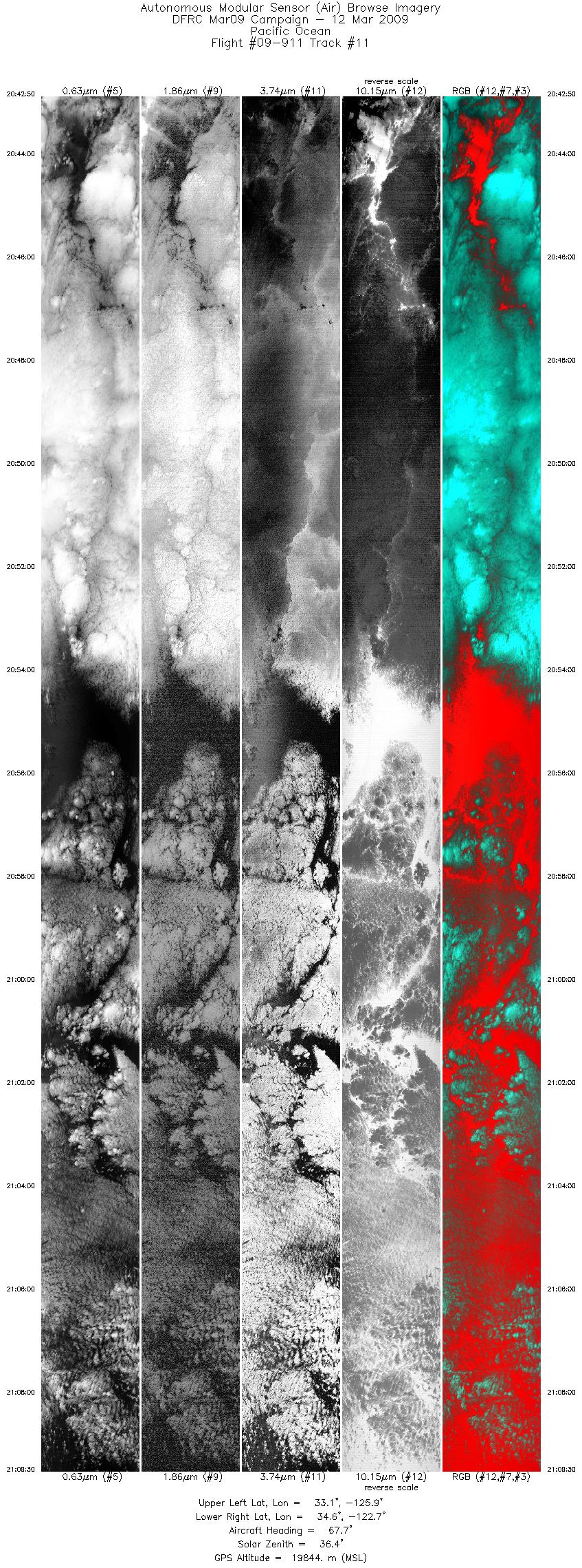 Image of selected bands from flight line 11