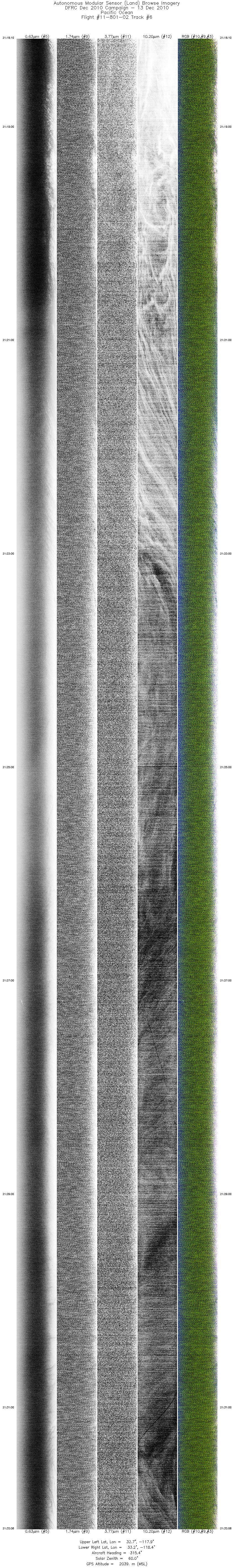 Image of selected bands from flight line 06