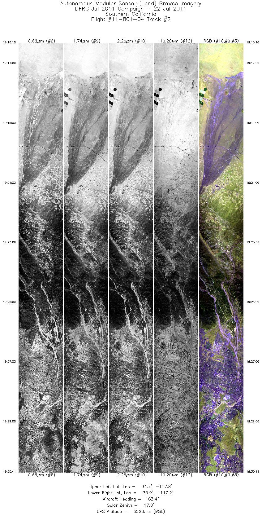 Image of selected bands from flight line 02