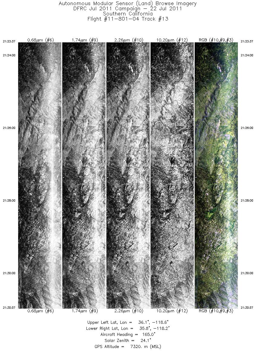 Image of selected bands from flight line 13