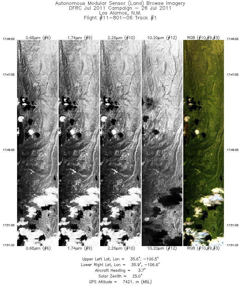 Image of selected bands from flight line 01