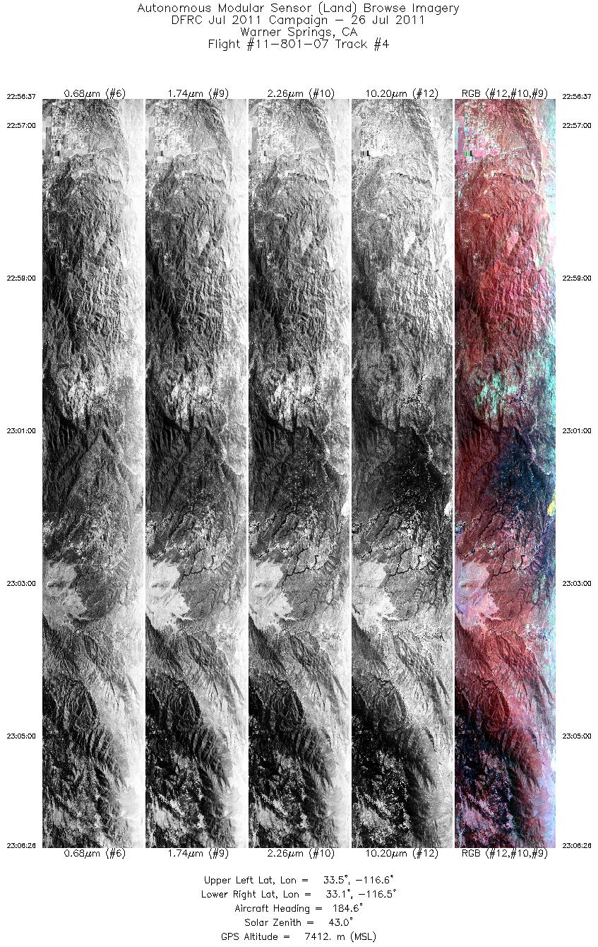 Image of selected bands from flight line 04